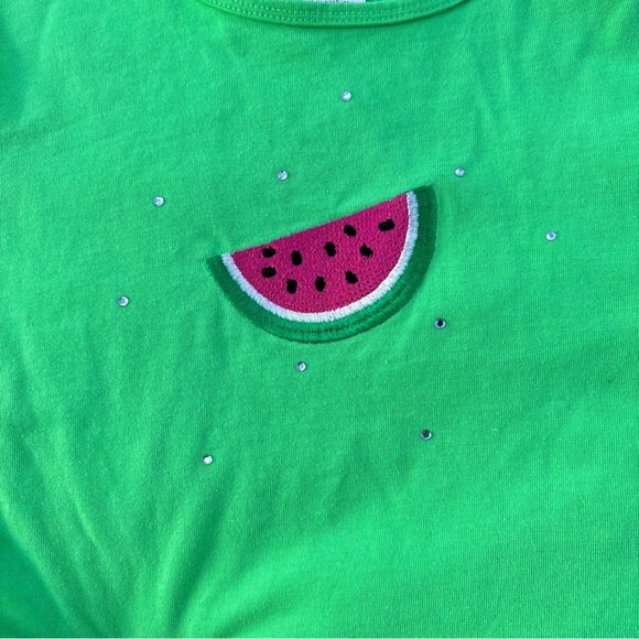 QUACKER FACTORY GREEN WATERMELON THEME RHINESTONE TWO PIECE SET WOMENS SZ LARGE - Picture 3 of 4